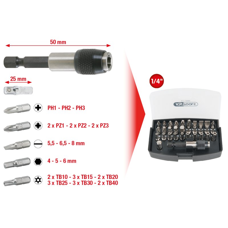 KS TOOLS 1/4" Bit-Satz, 32-tlg. KS TOOLS 1/4" Bit-Satz, 32-tlg.