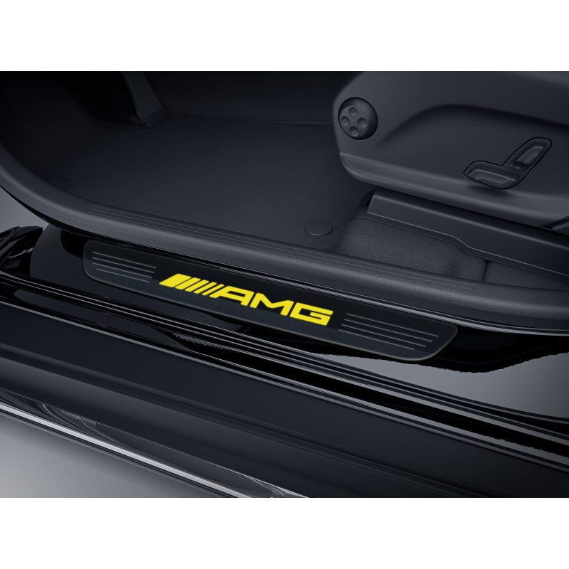 Mercedes-Benz AMG Einstiegsleiste, beleuchtet, vorne, Wechselcover, einteilig, AMG Schriftzug, EQC, GLC Mercedes-Benz AMG Einstiegsleiste, beleuchtet, vorne, Wechselcover, einteilig, AMG Schriftzug, EQC, GLC