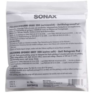 SONAX 04936410 PolierSchwamm grau 200 (extraweich) - AntiHologrammPad- 49 g SONAX 04936410 PolierSchwamm grau 200 (extraweich) - AntiHologrammPad- 49 g