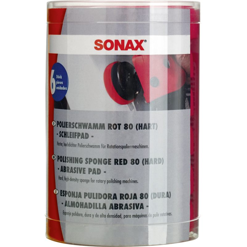 SONAX 04937000 PolierSchwamm rot 80 (hart) - Six-Pack- 6 Stück SONAX 04937000 PolierSchwamm rot 80 (hart) - Six-Pack- 6 Stück