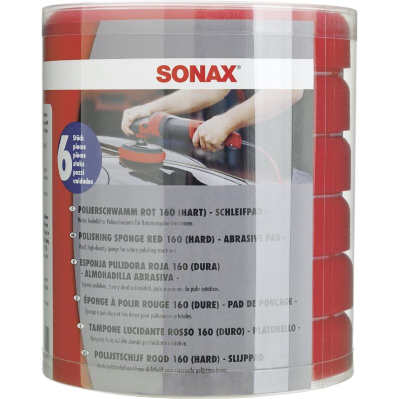 SONAX 04939000 PolierSchwamm rot 160 (hart) - Six-Pack- 6 Stück SONAX 04939000 PolierSchwamm rot 160 (hart) - Six-Pack- 6 Stück